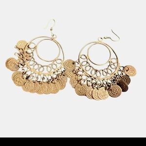 Gold Dangle Hoop Earrings
